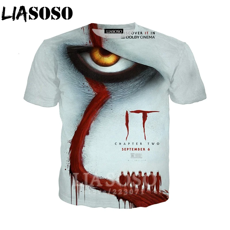 LIASOSO New Men Women Pennywise Sweatshirt 3D Print Horror Movie It Chapter Two Clown T Shirt Top Hoodies O Neck Pullover A305-6 | Мужская