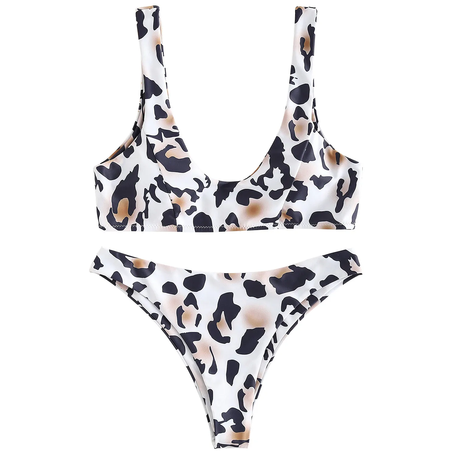 

High Waist Bikini 2020 Leopard Bikini Sports Style Swimsuit U-neck High Waist Bikini Two-piece Push Up Summer Swim Beachwear