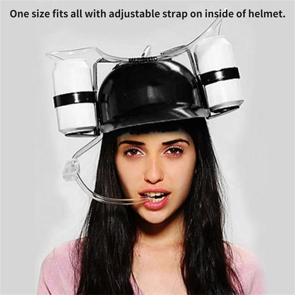 

Beer Soda Drinks Guzzler Helmet Fun Drinking Hat Straw Hat Black Party Game Hat Holds 2 Cans Of Soda Beer On Side Of Helmet