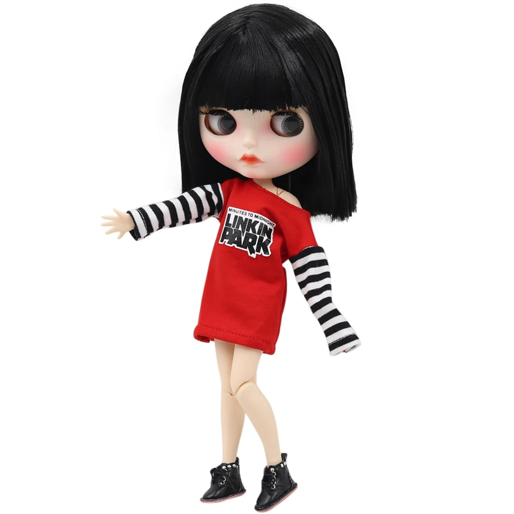 Ледяной DBS Blyth кукольные 1/6 bjd из белой кожи шарнирное тело красивый черный короткие прямые волосы матовая лицевая сторона с бровей губ блеск для губ sd игрушка Ледяной DBS Blyth кукольные 1/6 bjd из белой кожи шарнирное тело красивый черный короткие прямые волосы матовая лицевая сторона с бровей губ блеск для губ sd игрушка