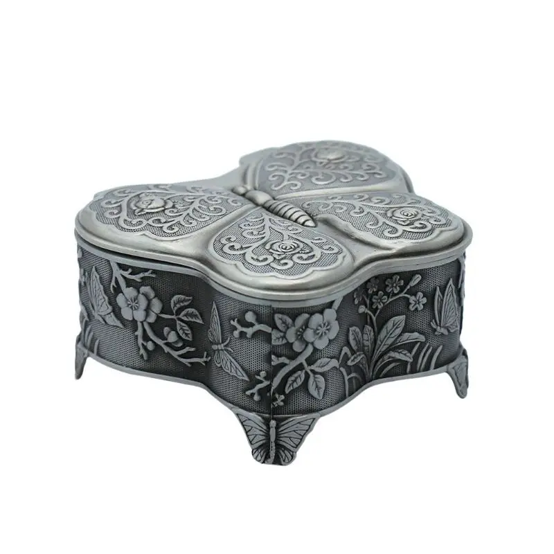 Винтажная металлическая шкатулка для драгоценностей кольцо серьги ожерелье