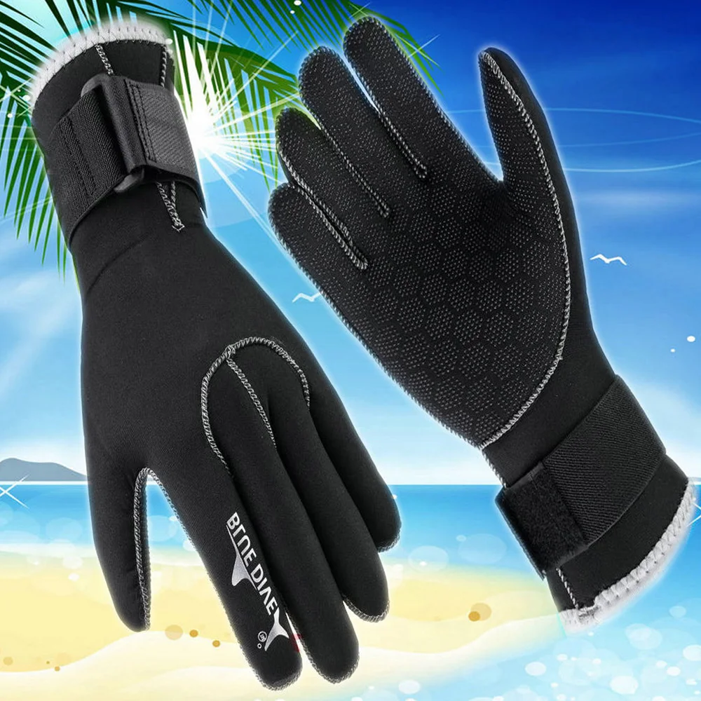 

1 Pair Water Gloves 3MM Neoprene Five Finger Warm Wetsuit Winter Gloves for Diving Snorkeling Paddling Surfing Kayaking Canoeing
