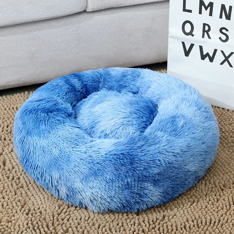 rainbow blue 2 Супер мягкая кровать для питомца питомника собака Круглые Солнцезащитные очки «Зима, теплый спальный мешок из удлиненного плюша в стиле «Щенячий Подушка Мат Портативный Товары для кошек 46/50/60 см - Цвет: rainbow blue 2