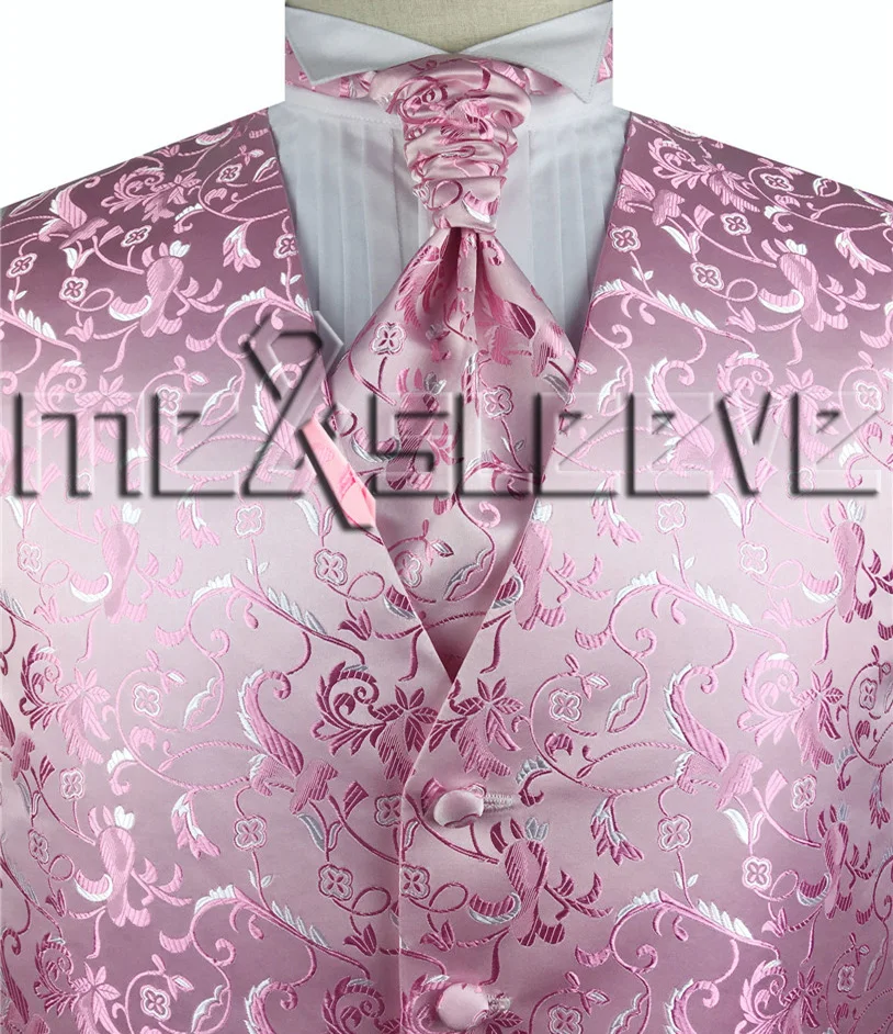 free shipping man's flower tailored tuxedo waistcoat set(vest+ascot tie+handkerchief