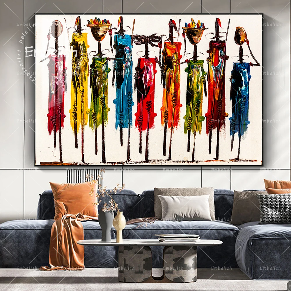 

Embelish Modern Home Decor Modular Pictures Figure Painting Africans Abstract HD Print Canvas Oil Painting Living Room Posters