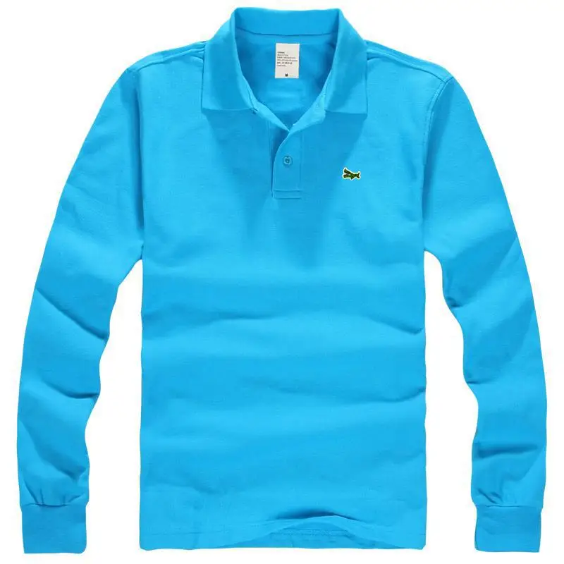 Рубашка-поло мужская с длинными рукавами 100% хлопок Повседневная модная
