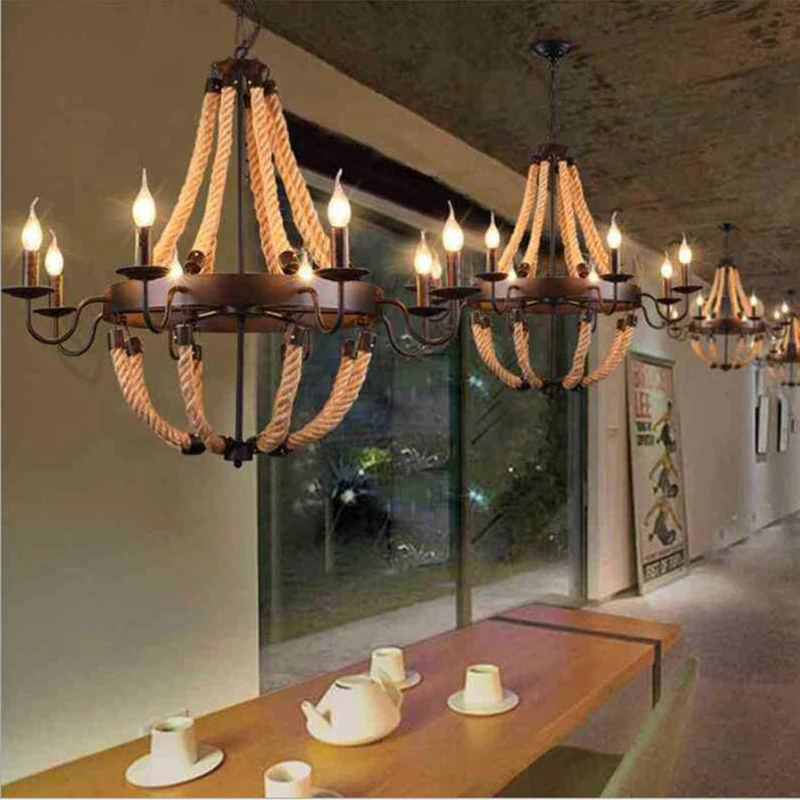 Американская веревка винтажные подвесные светильники лампа промышленный Ретро