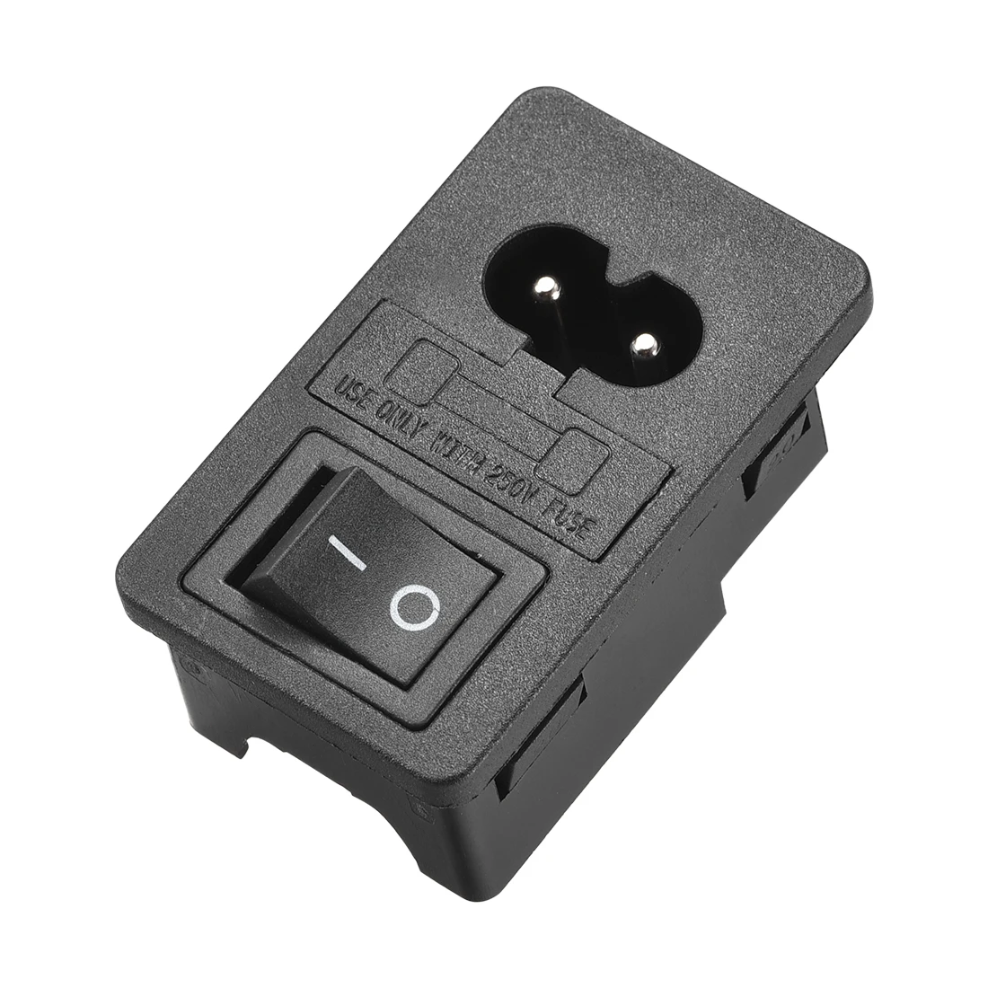 Uxcell C8-8 Panel Mount Plug Adapter 250V 10A 2P 2mm Buckle IEC Inlet Plug Power Connector Socket 2P Fuse Switch