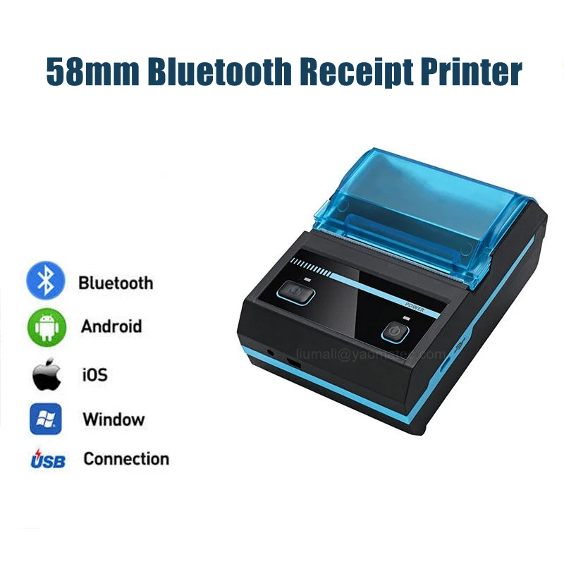 Термальный принтер RS232/USB 58 мм Bluetooth портативный POS-терминал оплата чеков офисный