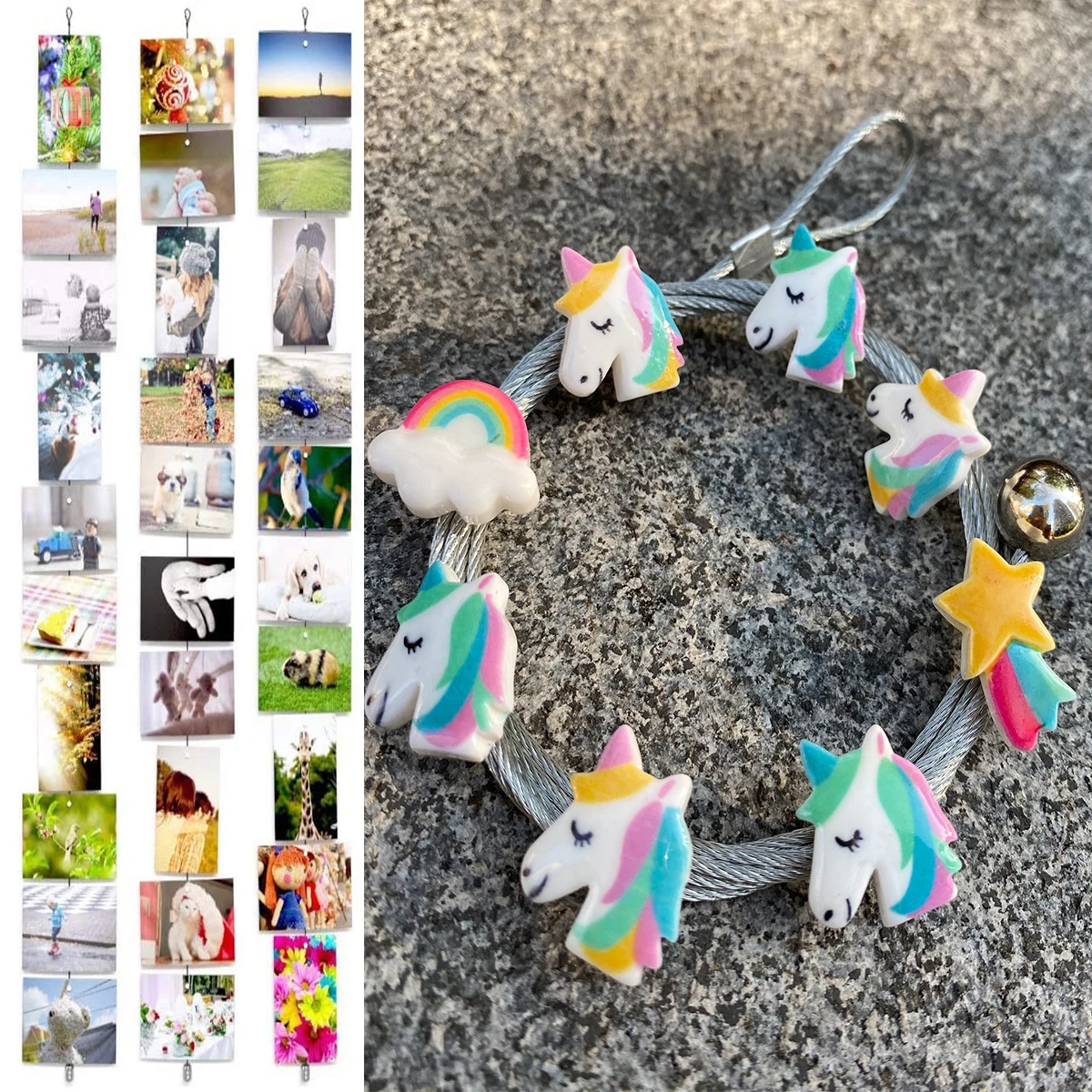 1 5 м Серебряная Магнитная Единорог Пряжка кабель фото веревка рамки для памяти Wall