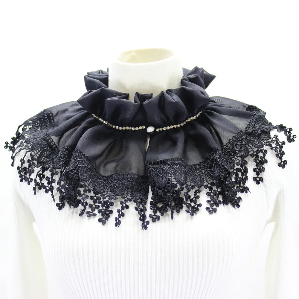 

Sitonjwly Stand Fake Collar for Women Black Necklace Choker False Collars Female Dress Party Detachable Collars Accessories