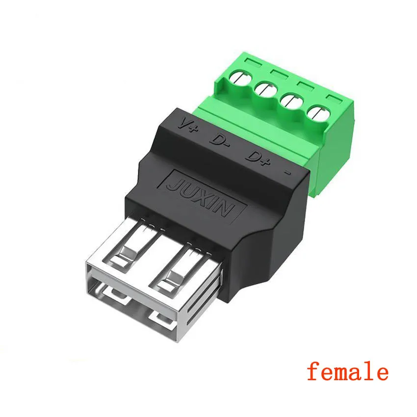 

4-контактный разъем USB 2.0 типа A «папа/гнездо» для винтового разъема USB-разъема с разъемом экрана USB2.0 для винтовой клеммы