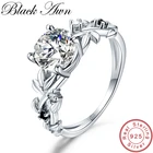 Женское кольцо с цветком BLACK AWN, кольцо из стерлингового серебра 925 пробы, Классические обручальные кольца, G089