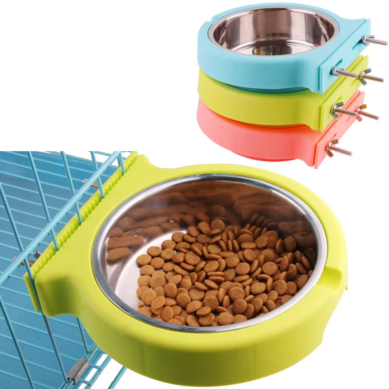

Миска для домашних животных висит Тип Нержавеющая сталь пластиковая собачья миска Еда посуда кошка чашечный питатель фиксированная подвесная миска чаша собаки горшок