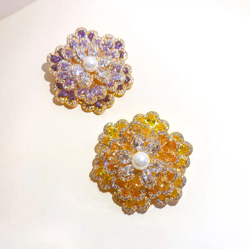 Ekopdee 2021 Новые Модные Роскошные Броши с цветком из циркония для женщин Изящные