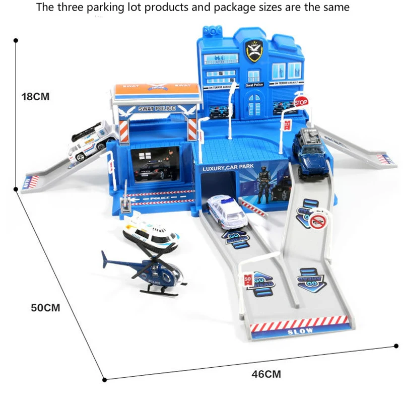 

Children's Parking Lot Toy Car Assembling Boy Track Puzzle Large Parking Lot Toy Police Engineering Fire Truck Gift Toys HC0215