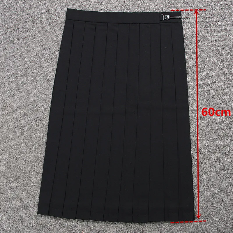 Black 60cm Школьные платья матросский костюм Простой плиссированный юбка Jk униформа косплей колледж Средний Школьный костюм черный синий серый короткая юбка - Цвет: Black 60cm