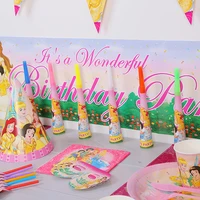 disney princess birthday party supplies themed decoration set arrangement tableware paper plate eye mask tablecloth paper cup