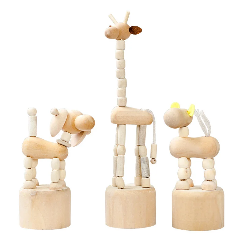 Скандинавская мультяшная деревянная скульптура животных поделки миниатюрные