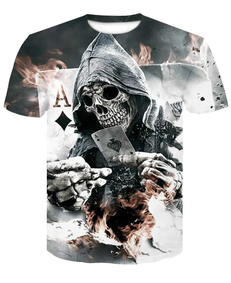 

Men's 3D Scary Skull Print T-shirt O-neck Fashion Casual Sportswear Harajuku Oversized Top Summer New Style