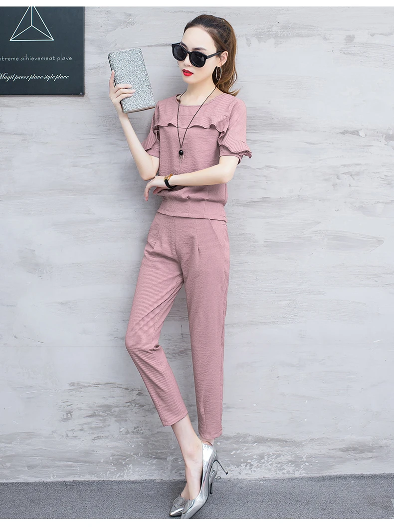 YICIYA Runway розовый женский комплект из 2 предметов с оборками, штаны и топ, спортивный костюм, спортивная одежда, комплект из двух предметов, летняя элегантная одежда
