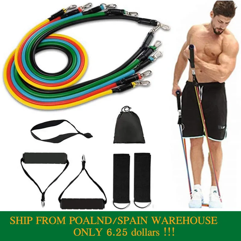 Набор резинок сопротивления 11 шт. для занятий йогой фитнесом резиновая петля
