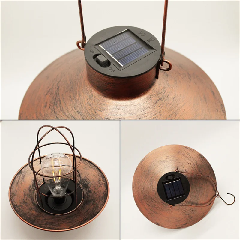 

Retro Solar Lantern Outdoor Hanging Solar Light Vintage Solar Lamp With Warm White Bulb For Garden Yard Patio Xmas Party Decor