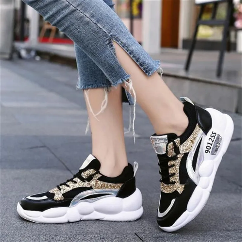

women's sneakers shoes new sequins mesh wild casual Vulcanize women shoes zapatos de mujer platform sneakers women shoes