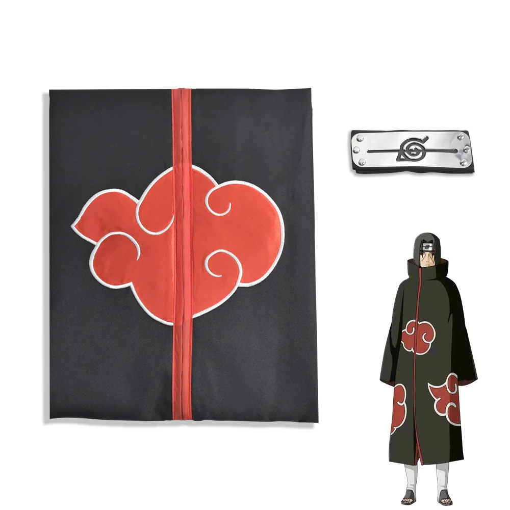 Itachi Плащ Хэллоуин аниме косплей костюм комплект Akatsuki |