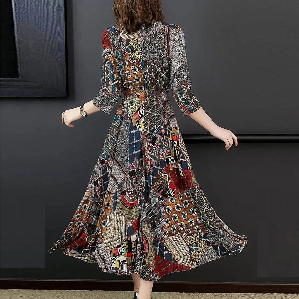 Женское платье с v-образным вырезом рукавом три четверти платья Vadim женские