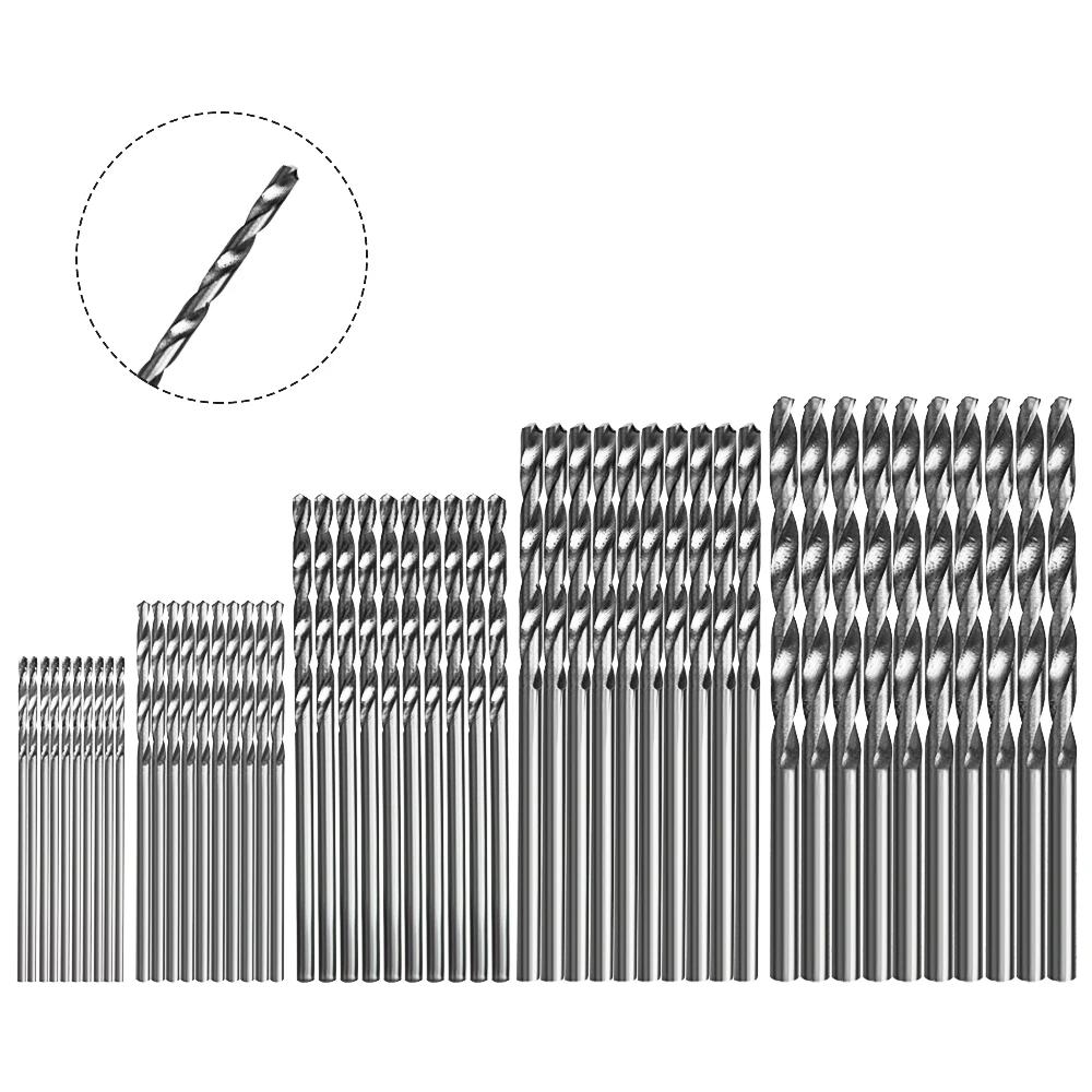 

NICEYARD 50 Pcs High Speed Steel Drill Bits HSS 4241 1/1.5/2/2.5/3mm Power Tool Accessories Titanium Coated Drill