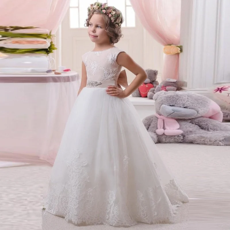 Picture style Элегантные Платья с цветочным узором для девочек кружевные тюлевые халаты без рукавов для свадьбы, Первое Святое Причастие, праздничные платья - Цвет: Picture style
