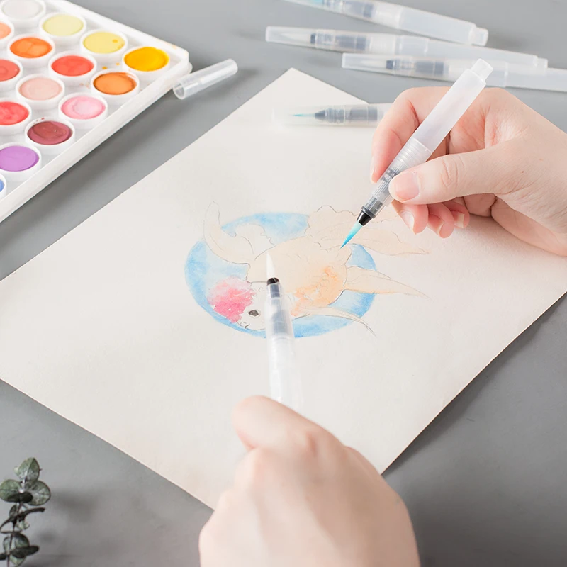 

4pcs Fountain Pen Watercolor Hand-painted Brush Beginner Sketch Tool Water Storage Brush Hook Line Pen