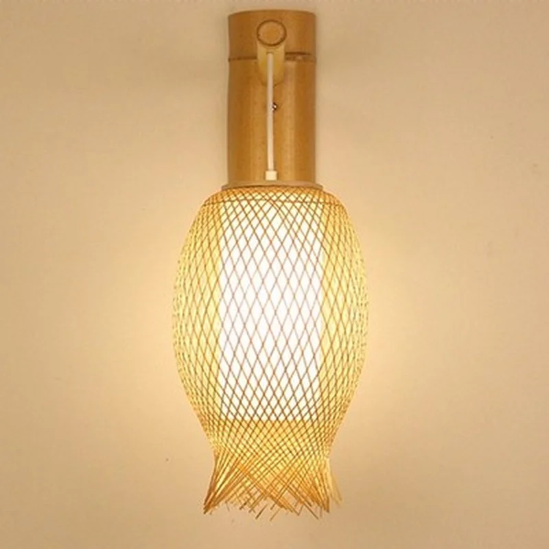 Бамбуковый Плетеный ротанговый фонарь настенный светильник деревенский
