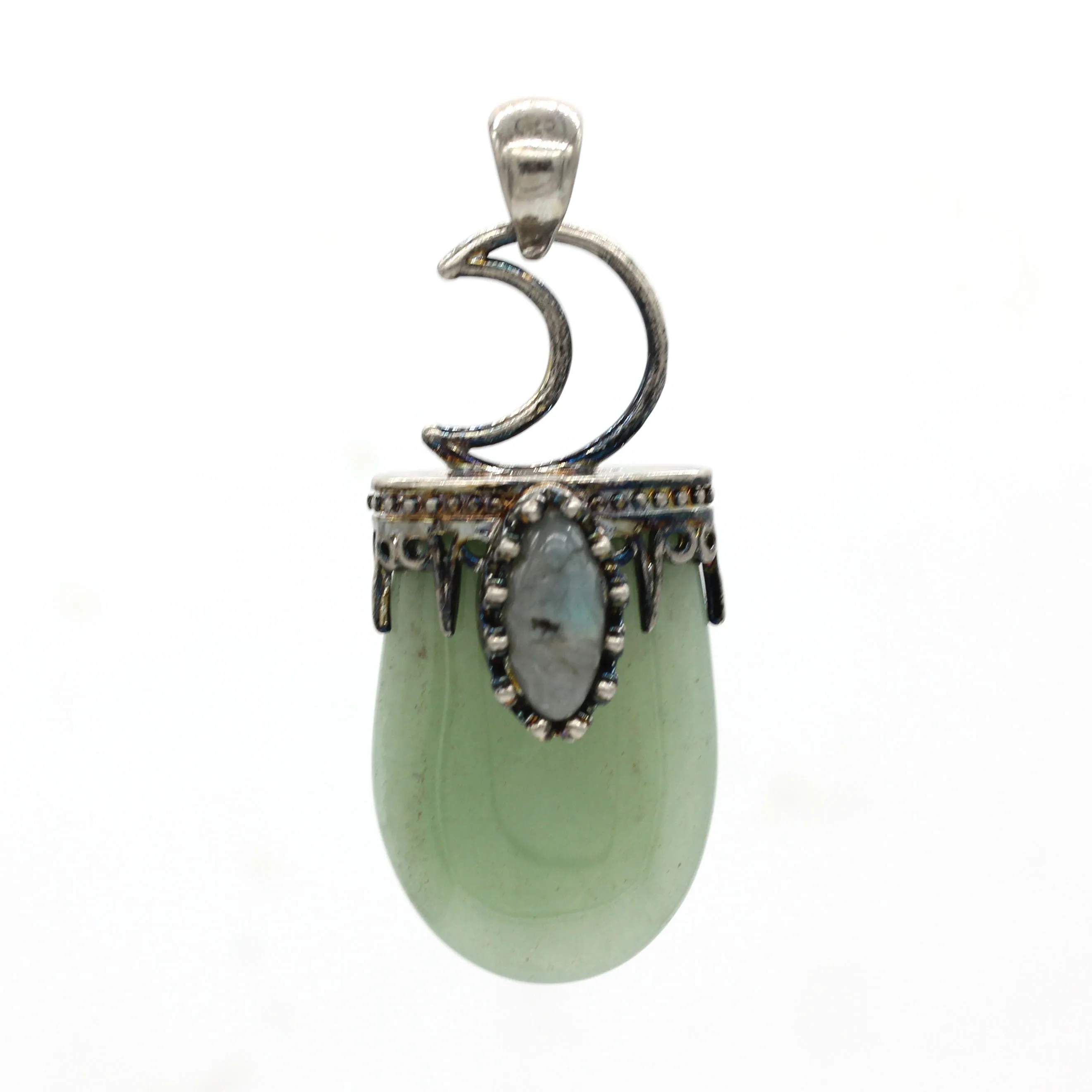 Green Aventurine Крафт-бусины, винтажный посеребренный кулон в форме Луны маркизы из Лабрадорита, Овальный Лазурит, ювелирные изделия - Окраска металла: Green Aventurine