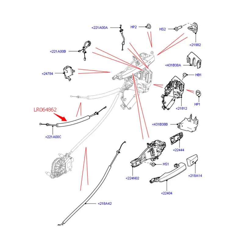 LR064862 Передняя Автомобильная дверная защелка кабель для Land Range Rover 2013 2014