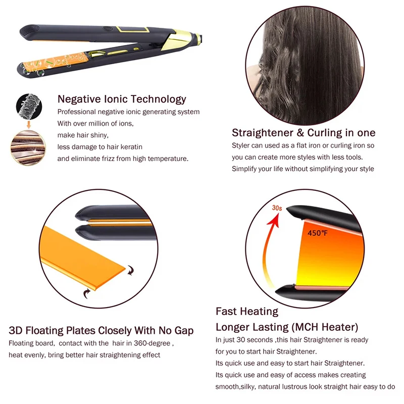 2 в 1 мини электрический выпрямитель для волос ионный Керамический щипцы завивки