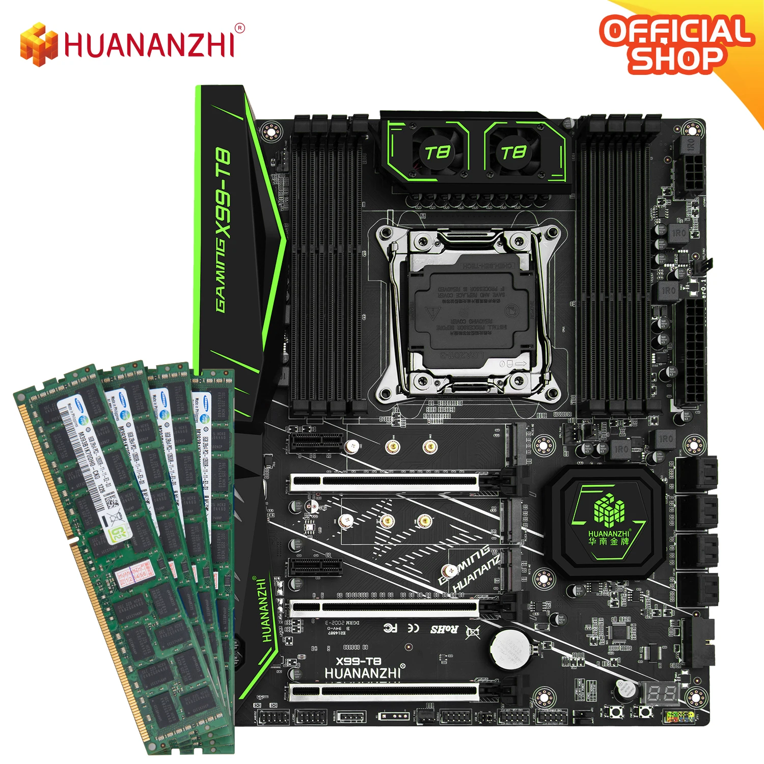 Bestellen HUANANZHI X99 T8 X99 Motherboard Mit 4*8G DDR3 ECC Combo Kit Unterstützung Intel XEON E5 CPU NVME SATA USB 3,0 ATX