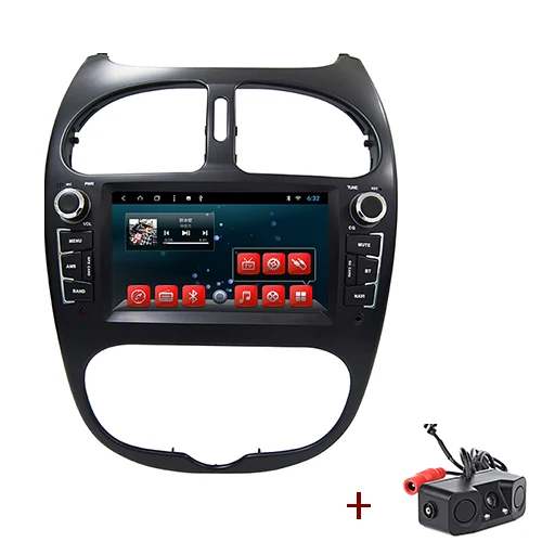 with Radar camera YAZH Android 9,0 Восьмиядерный gps Навигация dvd cd плеер для peugeot 206 FM радио 2002 2003 2004 2005 2006 2007 2008 стерео - Цвет: with Radar camera