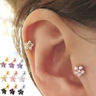 2 шт. циркониевые маленькие серьги-гвоздики, Надеваемые На ушной хрящ, Спиральные серьги-гвоздики, ювелирные изделия для пирсинга