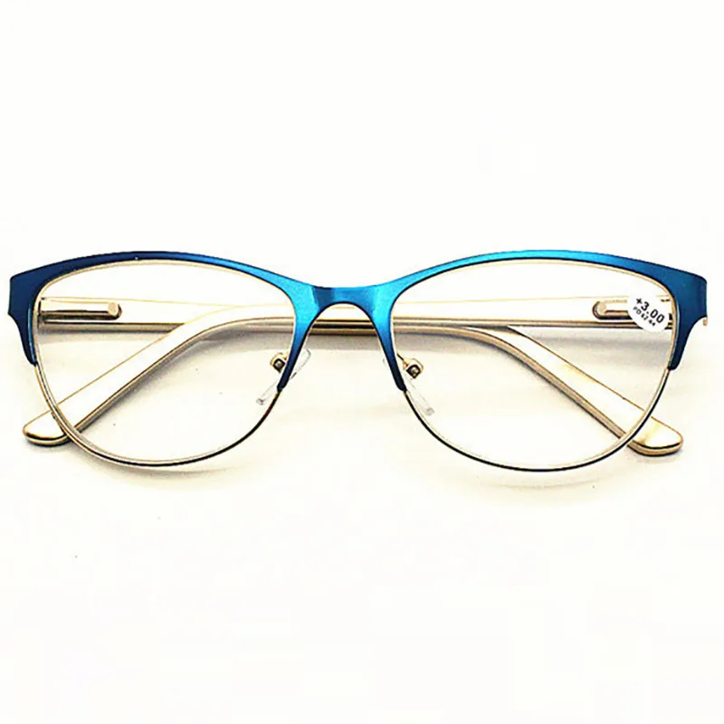 Женские очки для чтения новые синие HD линзы Модные фиолетовые металлические