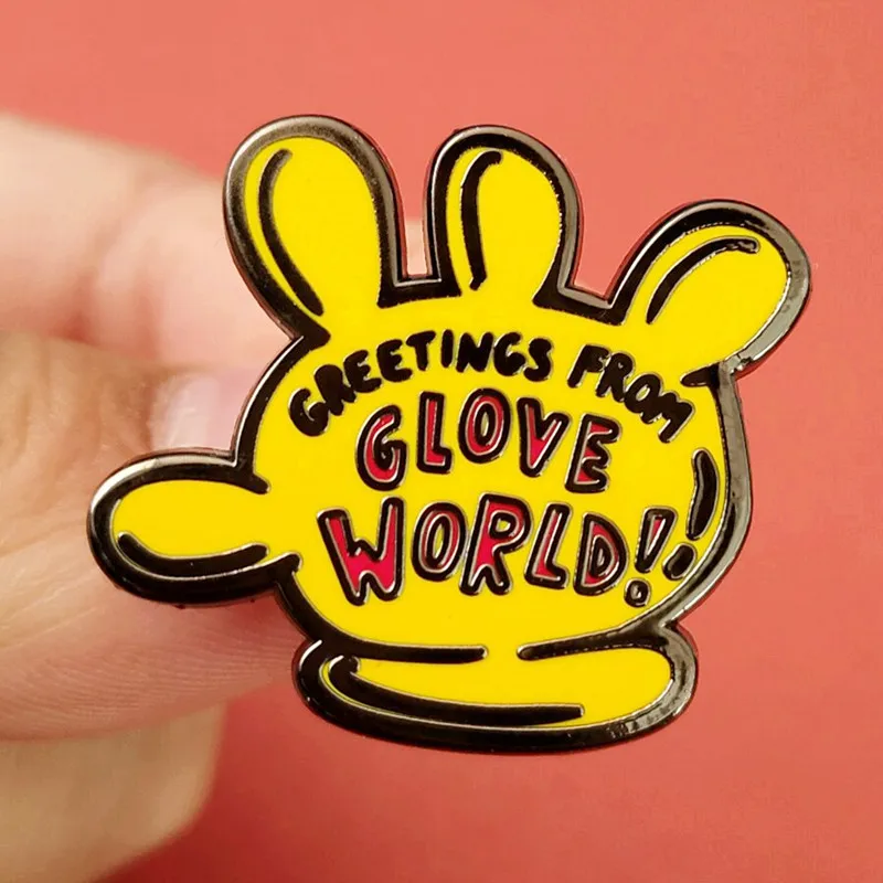 Cartoon Greetings Glove World Enamel Brooch Pins Metal Badges Lapel Pin Brooches Jackets Jeans Fashion Jewelry Accessories | Украшения и