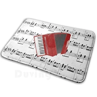 lets polka red accordion on sheet music background mat rug carpet anti slip floor mats bedroom music musical instrument red