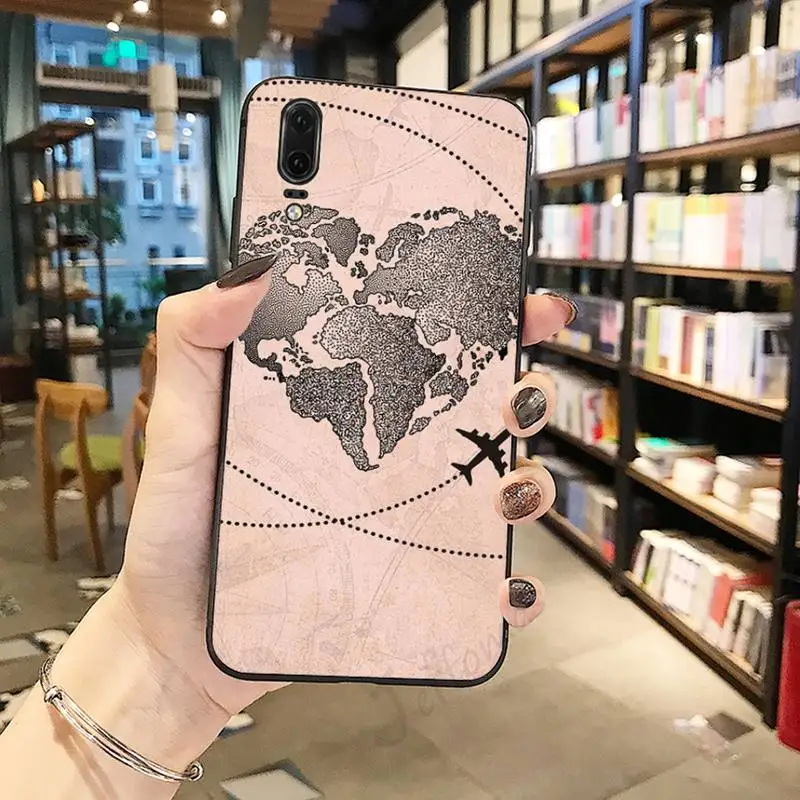 

World Map Travel mobile cover Phone Case For Huawei honor Mate P 10 20 30 40 Pro 10i 9 10 20 8 x Lite