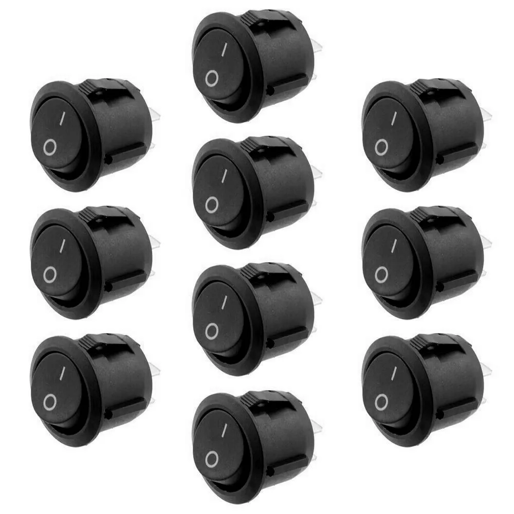

10PCS 12v Round Rocker Switch ON/OFF 2 Pin SPST Camper Van Caravan Motorhome Rocker Switches