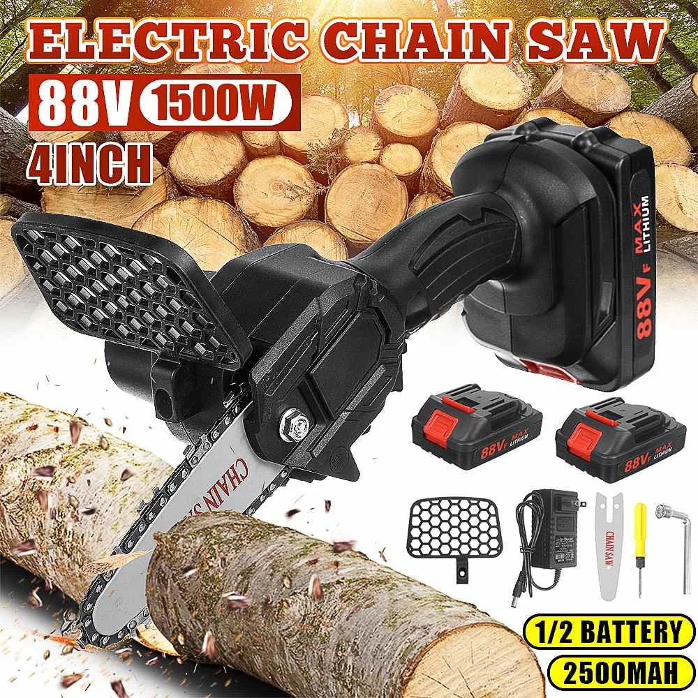 

Пила цепная электрическая, 1500 Вт, 4 дюйма, 88 в, с 2 аккумуляторами