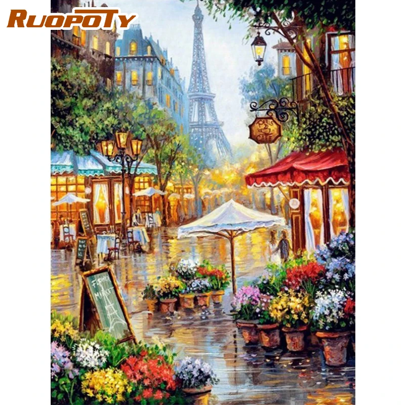 Набор для рисования по номерам RUOPOTY в рамке с Парижем сделай сам пейзажная