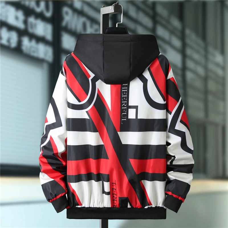 

New knitted hat youth trend jacket men's print casual versatile men's jacket