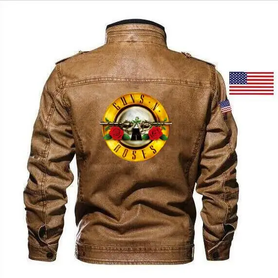 Кожаная куртка Goatskin Guns N'Roses тонкая кожаная мужская рок группы брендовая одежда +