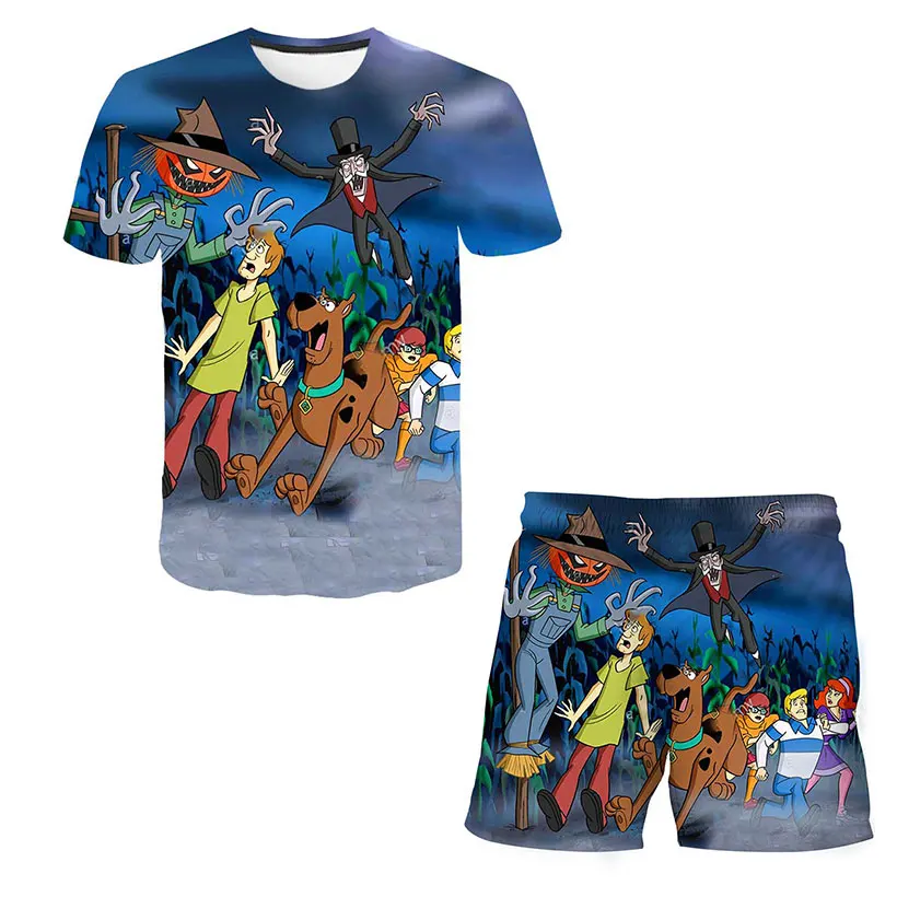 

2021 Summer Fashion Cute Cartoon Dog Printed T Shirt Kids Clothes Suits Short Sleeve Round Neck Soft Tee Shirt Children Clothing